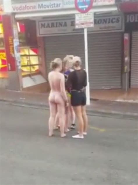 Naked Female Scots Tourist Filmed Strolling Through Magaluf With A