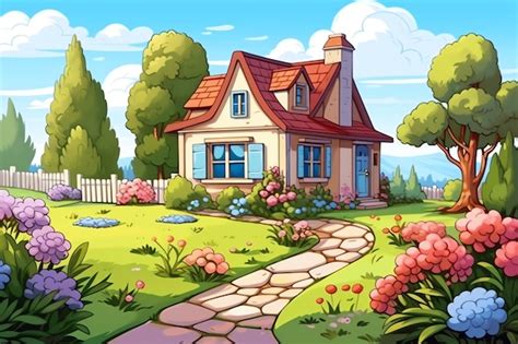 Premium Ai Image Wooden House In Village With Plants And Flowers In