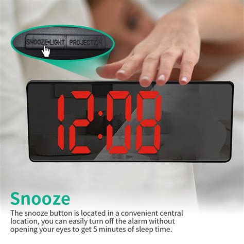 Langping Digital Alarm Clock Projection Alarm Clock New Mirror Large