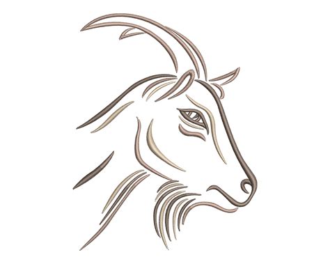 Goat Head Machine Embroidery Design Sizes Easy Embroidery Etsy