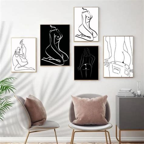 Sexy Female Body Nude Poster Abstract Woman Line Naked Picture Print Canvas Painting Wall Art