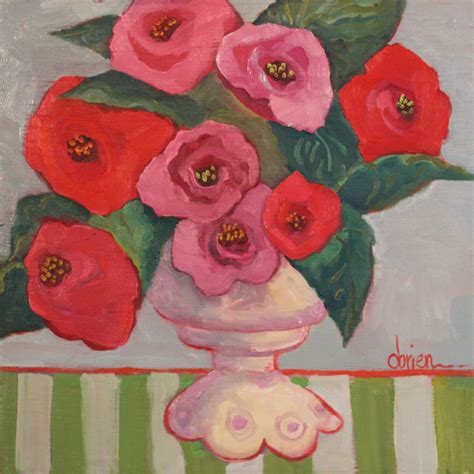 Holiday Roses 12x12 Oil On Panel By Annie O Brien Gonzales Santa