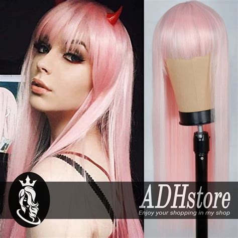 Light Pink Wig Straight Wigs With Bangs For Women Cosplay Bob Wig