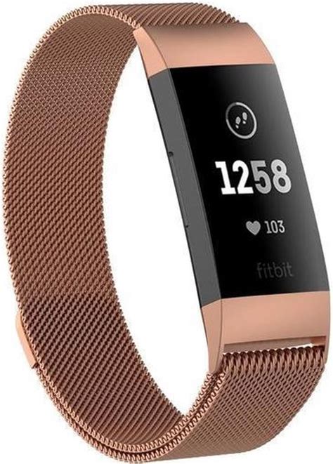 MIlanees Bandje Geschikt voor Fitbit Charge 3 en 4 Rosé bol