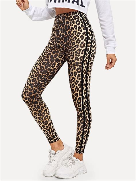 Shein Contrast Sideseam Leopard Leggings Cheetah Print Leggings