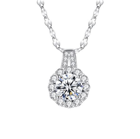 S925 Sterling Silver Moissanite Sunflower Pendant Necklace