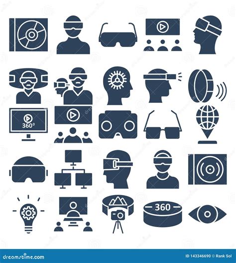 Virtual Reality Vector Icons Pack that Can Be Easily Modified or Edit