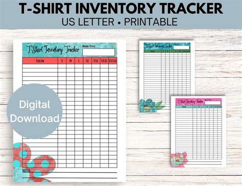 T Shirt Inventory Tracker Inventory Tracker Inventory Management Inventory Sheet Inventory