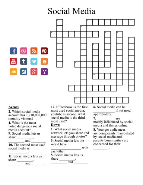 Social Media Crossword Crossword Social Media Social Media Network