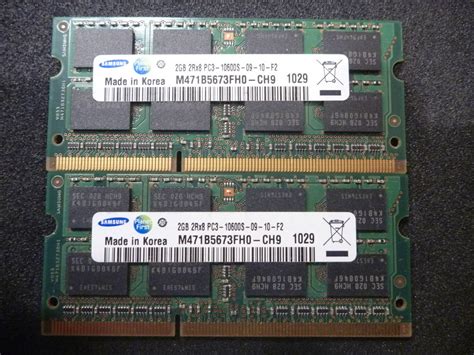 Yahooオークション Ddr3 1333pc3 10600s 204pin 2gb×2枚 合計4gb