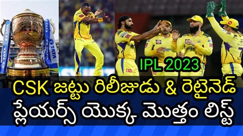 Ipl Csk Announcement On Retained And Released Players Full List