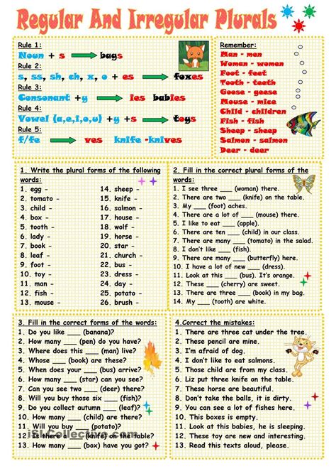 Regular And Irregular Plural Nouns Worksheet Regular And Irr