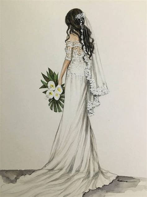 Bridal Custom Fashion Illustrationwedding Drawing Etsy