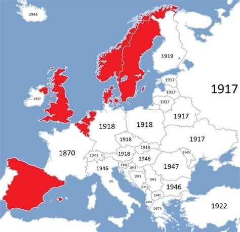 Map of when European monarchies fell : r/monarchism