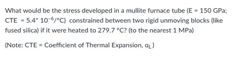 Solved What Would Be The Stress Developed In A Mullite Chegg