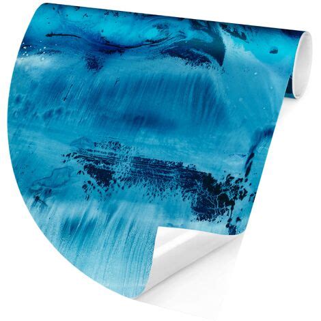 Papier peint rond autocollant Blue Flow II Ø 50cm