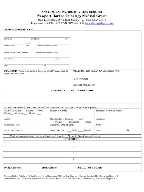 Fillable Online Anatomical Pathology Test Request Fax Email Print