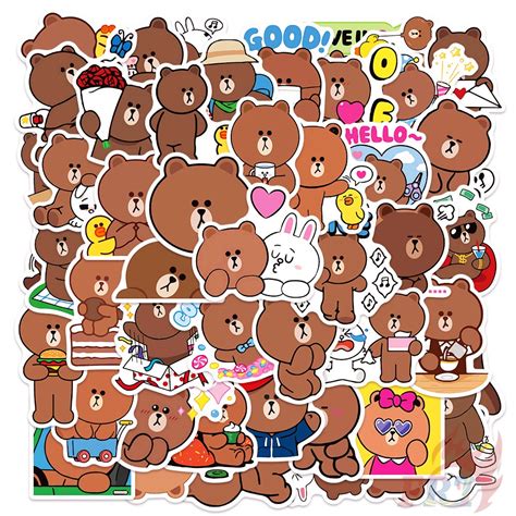 Line Sticker Brown Bear