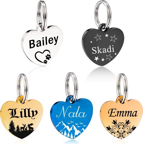 ZALAGO Herz Edelstahl Personalisiert Haustier ID Tag Hund Tag