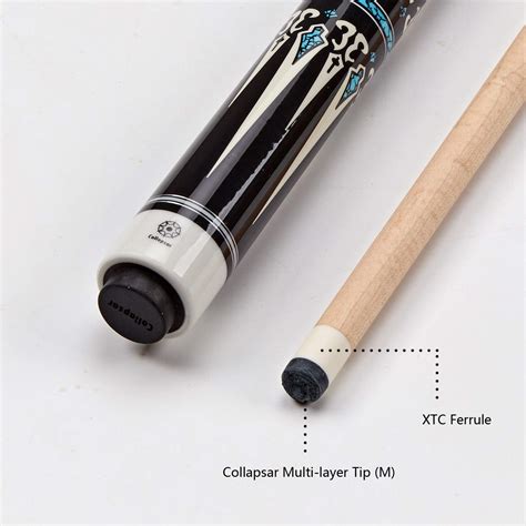 Collapsar Cxt Pool Cue With Soft Case Black With Cream Points And