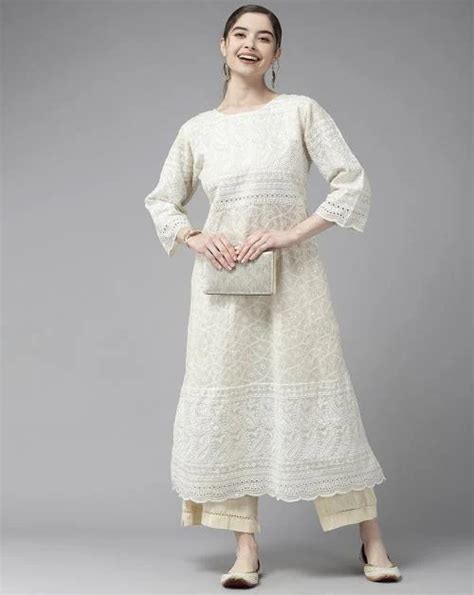 Buy Muhuratam Womens Cream Colour Embroidered Kurti Online At Best Prices In India Jiomart