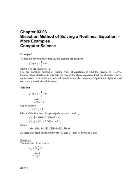 Chapter 03 03 Bisection Method Of Solving A Nonlinear Equation More