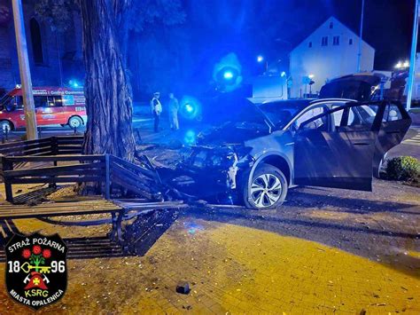 Ściął znaki i uderzył w drzewo Kierowca był kompletnie pijany