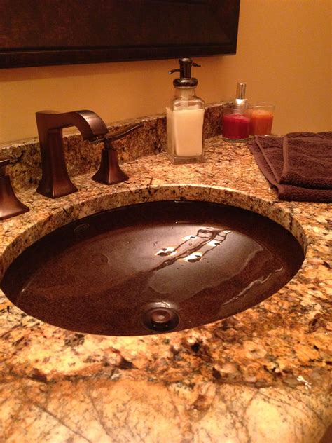 Copper enamel sink granite countertop vanity | Bathroom sink, Granite ...