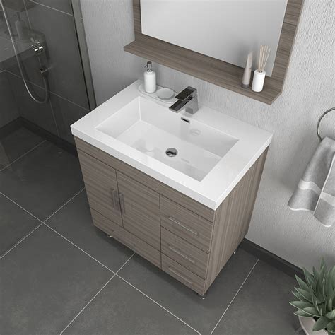 Ripley 30 Inch Modern Bathroom Vanity With Drawers Gray