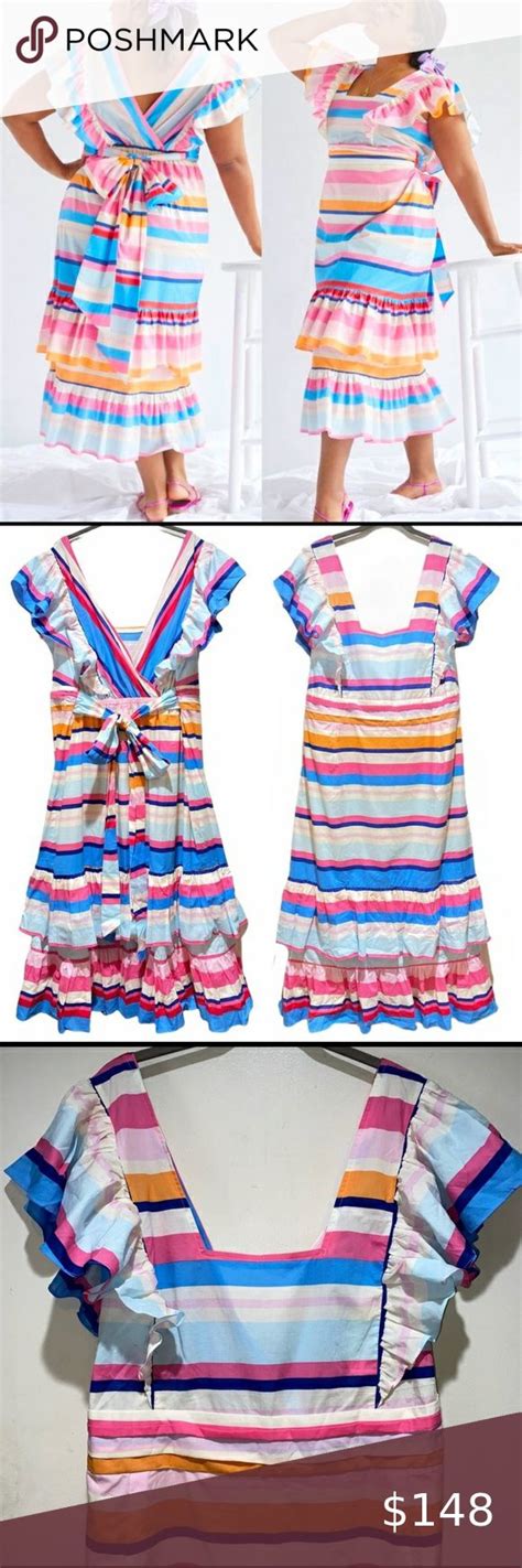 Nwt Anthropologie X Plenty By Tracy Reese Ruffled Dress Rainbow Stripes