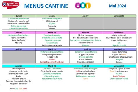 Menus Cantine Mai Neung Sur Beuvron Site Officiel