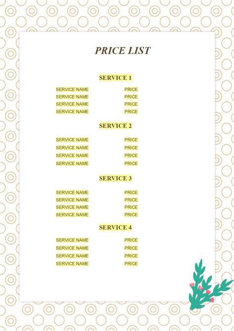 Makeup Price List Template 2 ONLYOFFICE