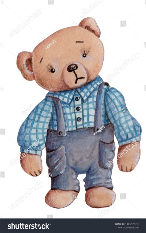 Cute Cartoon Sad Pretty Teddy Bear Stock Illustration 1443299183