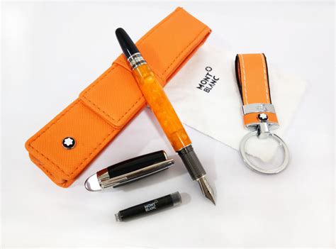 New Mont Blanc Star Walker Orange Fountain Ink Pen With Mb Pouch And