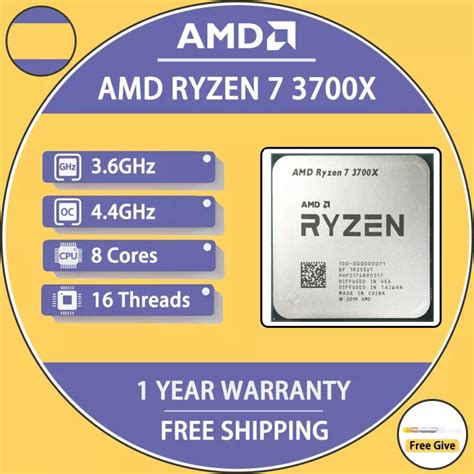 AMD Ryzen 7 3700X R7 3700X 3 6 GHz Eight Core Sixteen Thread CPU