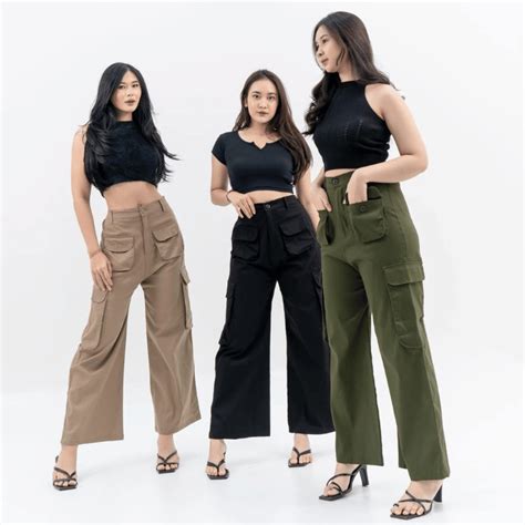 Jual Kulot Kargo Pant Loose Pants Highwaist Culottes Cargo Pillo