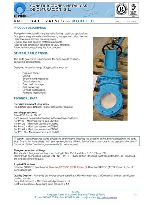 Pdf Knife Gate Valves Model D Klinger Pdf Fileknife Gate