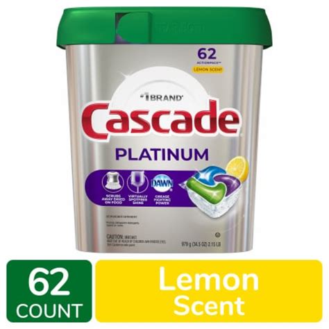 Cascade Platinum Actionpacs Lemon Scent Dishwasher Detergent Pods 62 Ct Pick ‘n Save