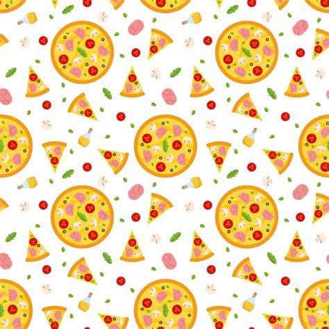 Premium Vector Pizza Seamless Pattern With Slices And Ingredients