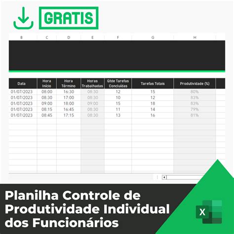 Planilha Controle De Produtividade Individual Dos Funcion Rios Smart