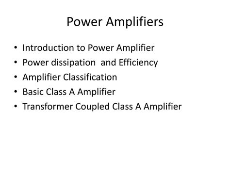 SOLUTION Introduction To Power Amplifiers Efficiency And