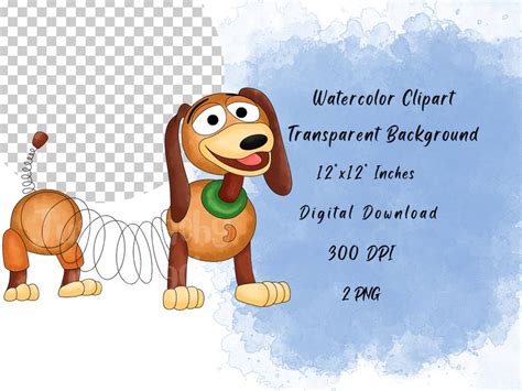 Slinky Dog, Toy Story, Hand Drawn Watercolor Clipart, Cute Cartoon Illustration, High Resolution ...