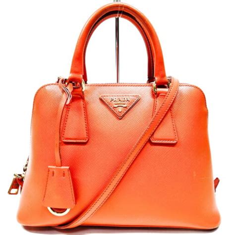 Prada Hand Bag Saffiano Orange Leather 3606921 EBay