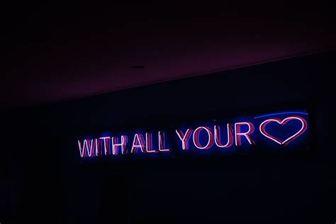 Blue and purple With All Your Heart neon sign HD wallpaper | Wallpaper Flare