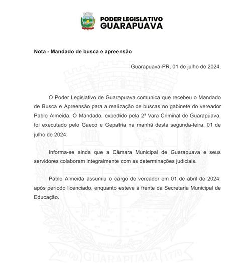 Gaeco e Gepatria cumprem busca e apreensão na Câmara de Vereadores de