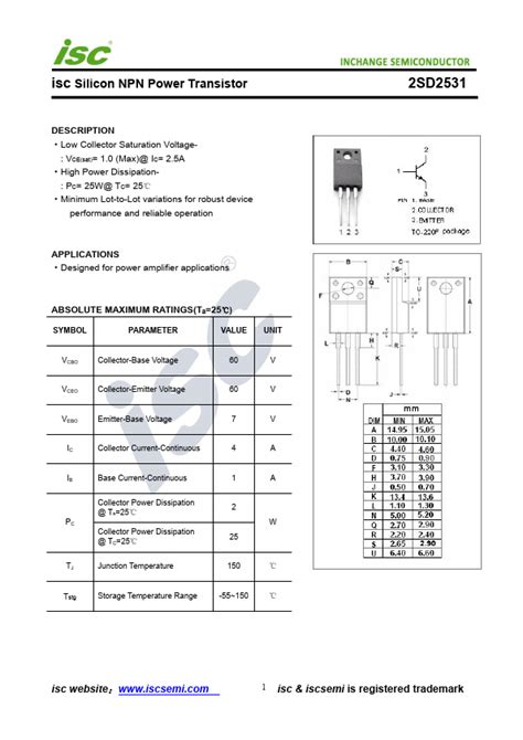 Sd Datasheet Transistor Equivalent Inchange Semiconductor