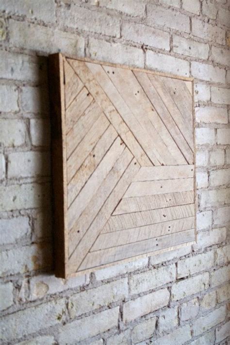 Reclaimed Wood Wall Art Decor Lath Pattern Geometric Monochromatic
