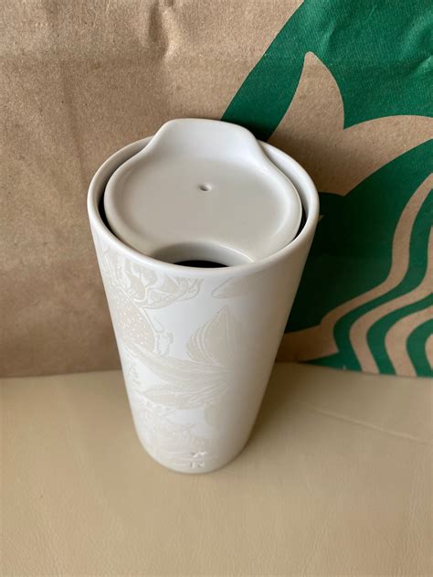 Starbucks Tumbler Reserve Limited Edition Flower White Ceramic | Etsy