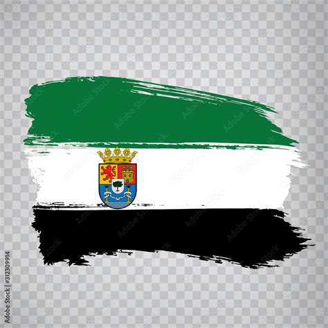 Flag of Extremadura brush strokes. Flag Autonomous Community ...