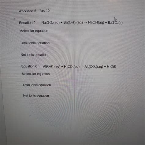 Solved Exercise F Lonic Equations For Each Reaction Below Chegg